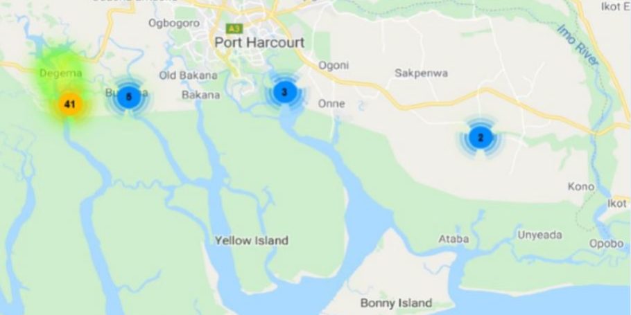 heatmap Niger Delta Weekly Conflict Update for March 07-13, 2021